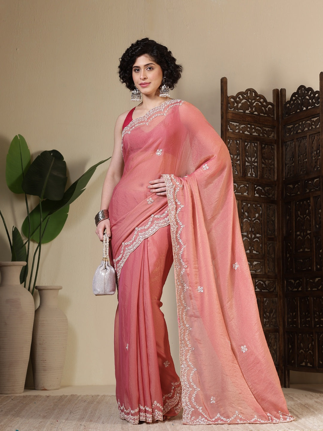 Embroidered Georgette Saree
