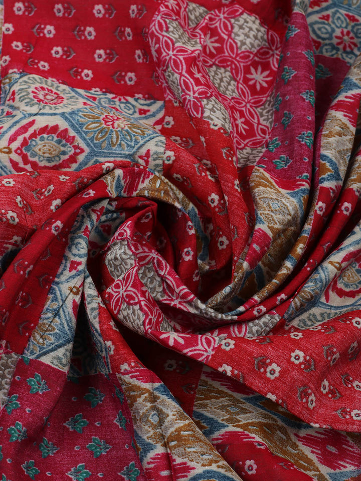 Embroidered Cotton Blend Unstitched Suit With Pant &amp; Dupatta