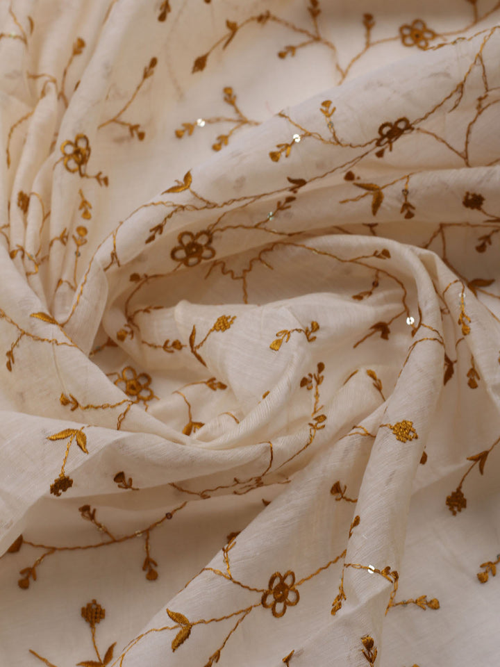Neck Embroidered Cotton Blend Unstitched Suit With Dupatta