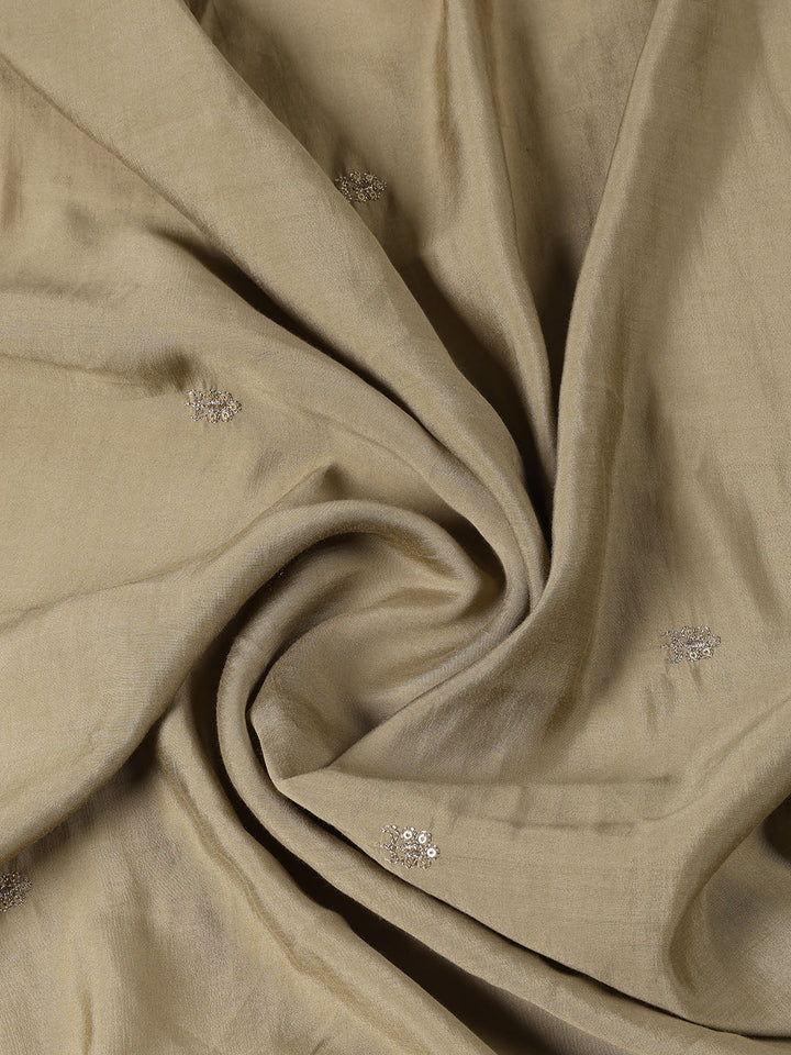 Neck Embroidered Chanderi Unstitched Suit Piece With Dupatta