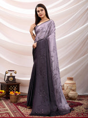 Stone Work Satin Woven Saree