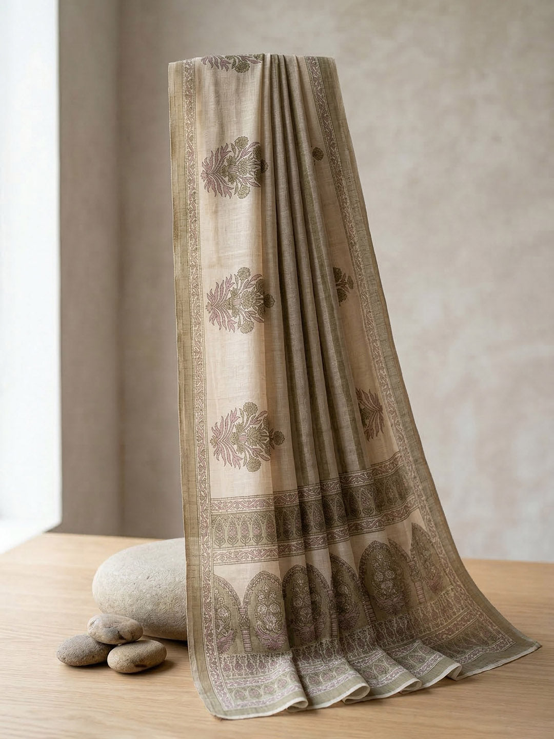 Printed Cotton Blend Unstitched Suit With Pant &amp; Dupatta