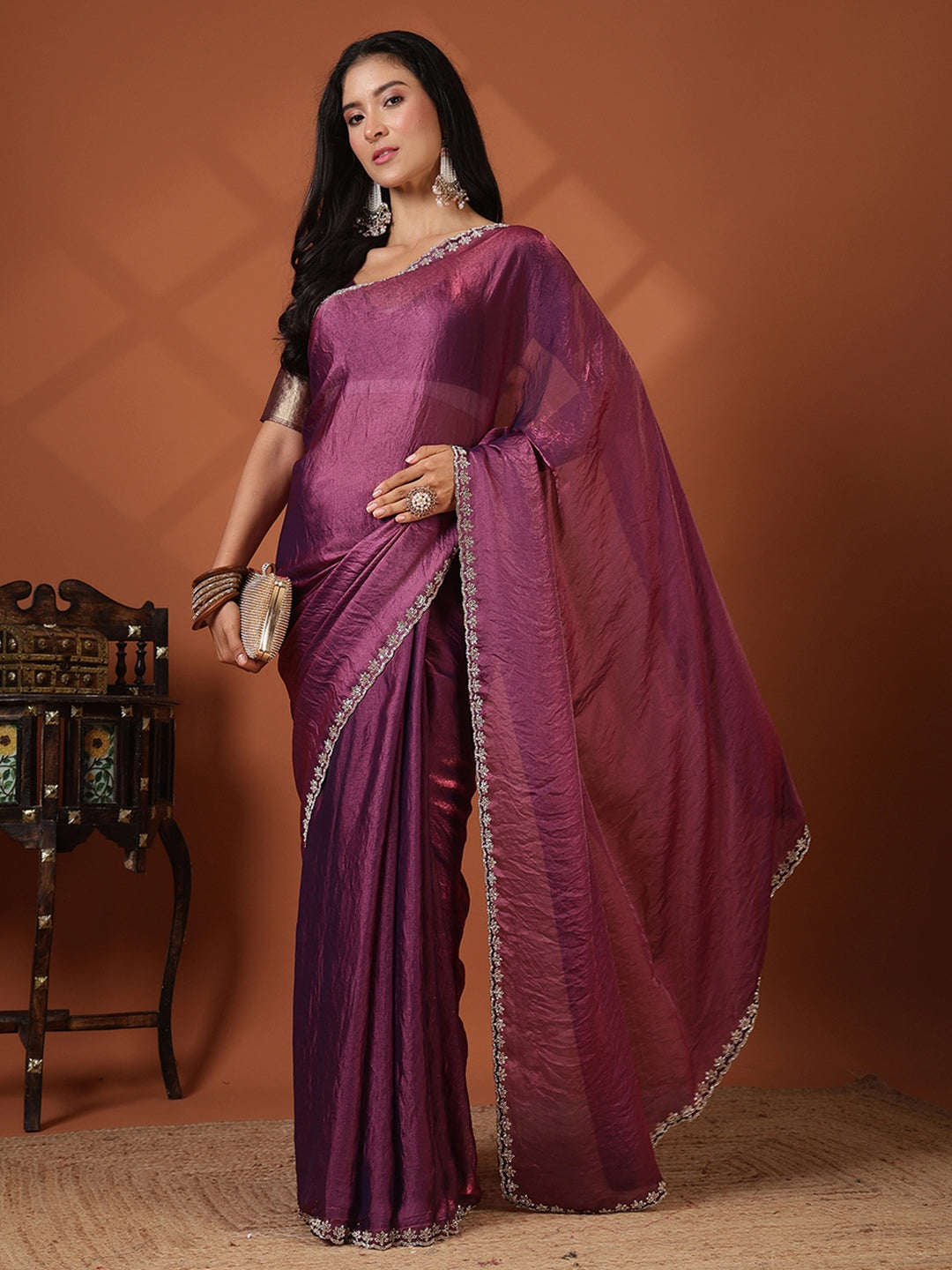 Embroidered Organza Saree