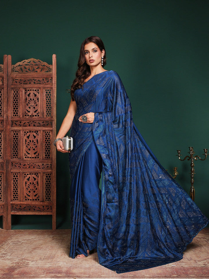 Embroidered Satin Saree