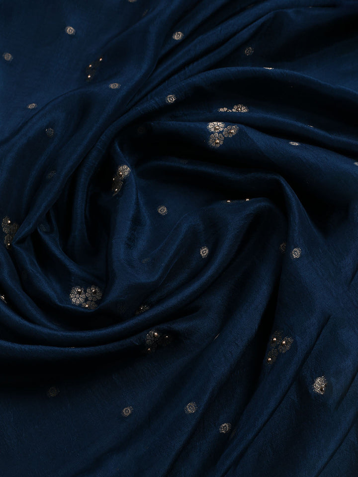Embroidered Art Silk Unstitched Suit With Dupatta