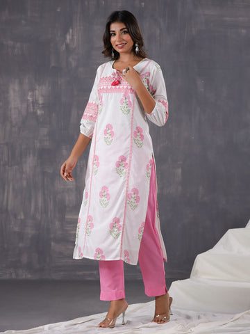 Printed Cotton Kurti With Pants