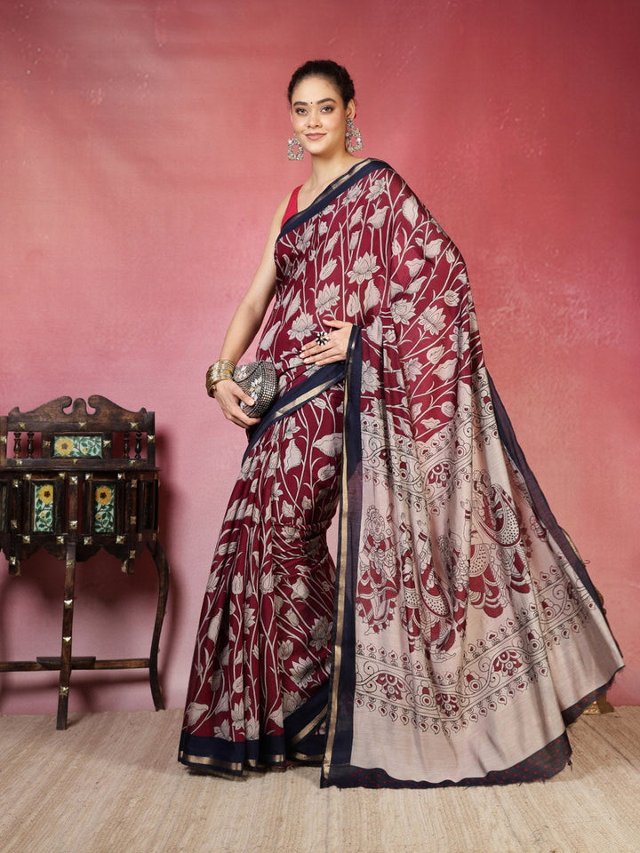 Floral Printed Art Silk Saree