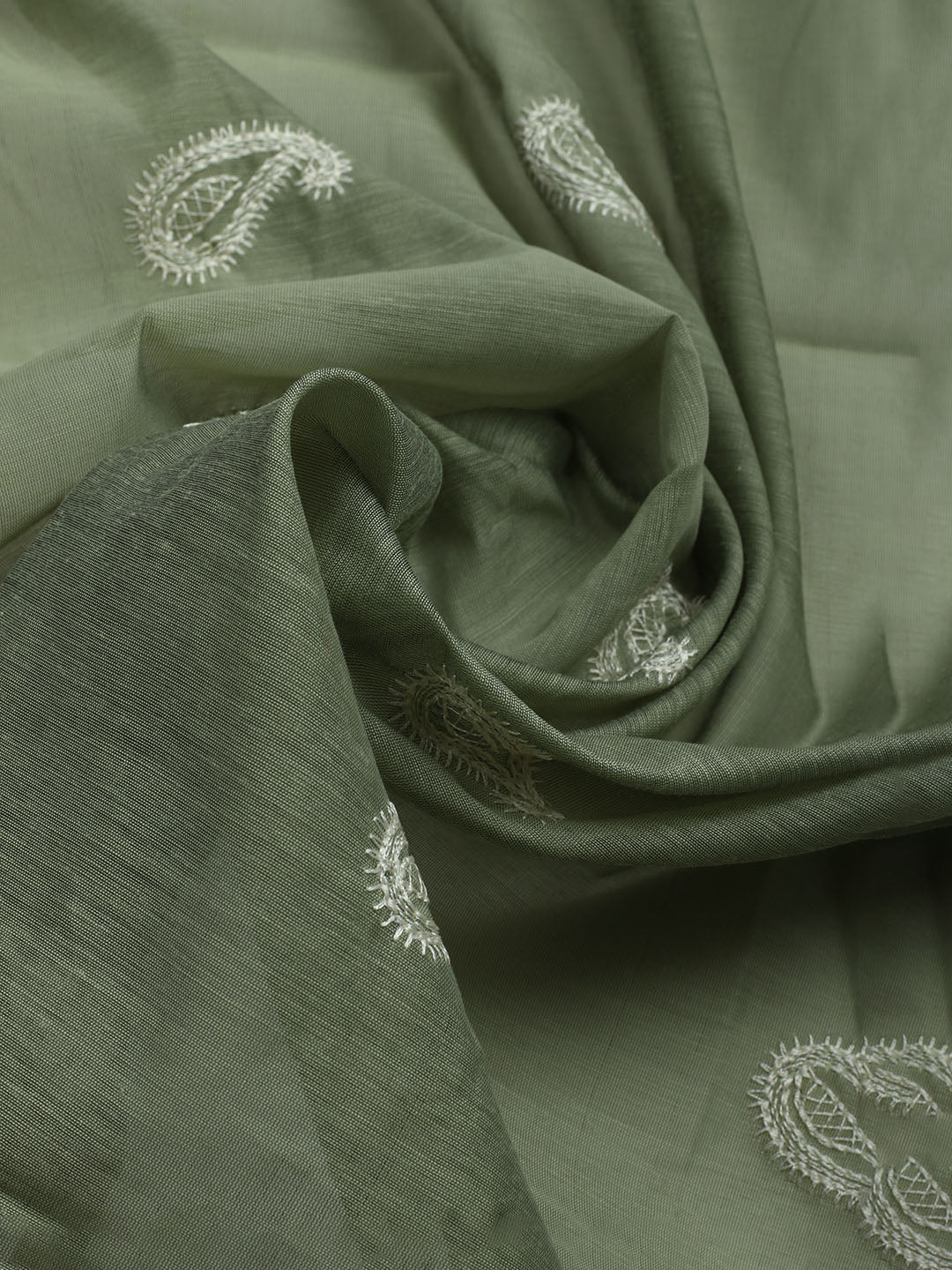 Embroidered Chanderi Unstitched Kurta With Pant &amp; Dupatta