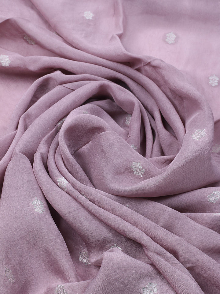 Embroidered Art Silk Unstitched Suit With Dupatta