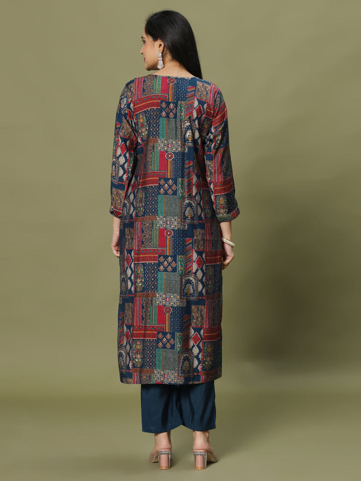 Digital Printed Muslin Kurta With Pants