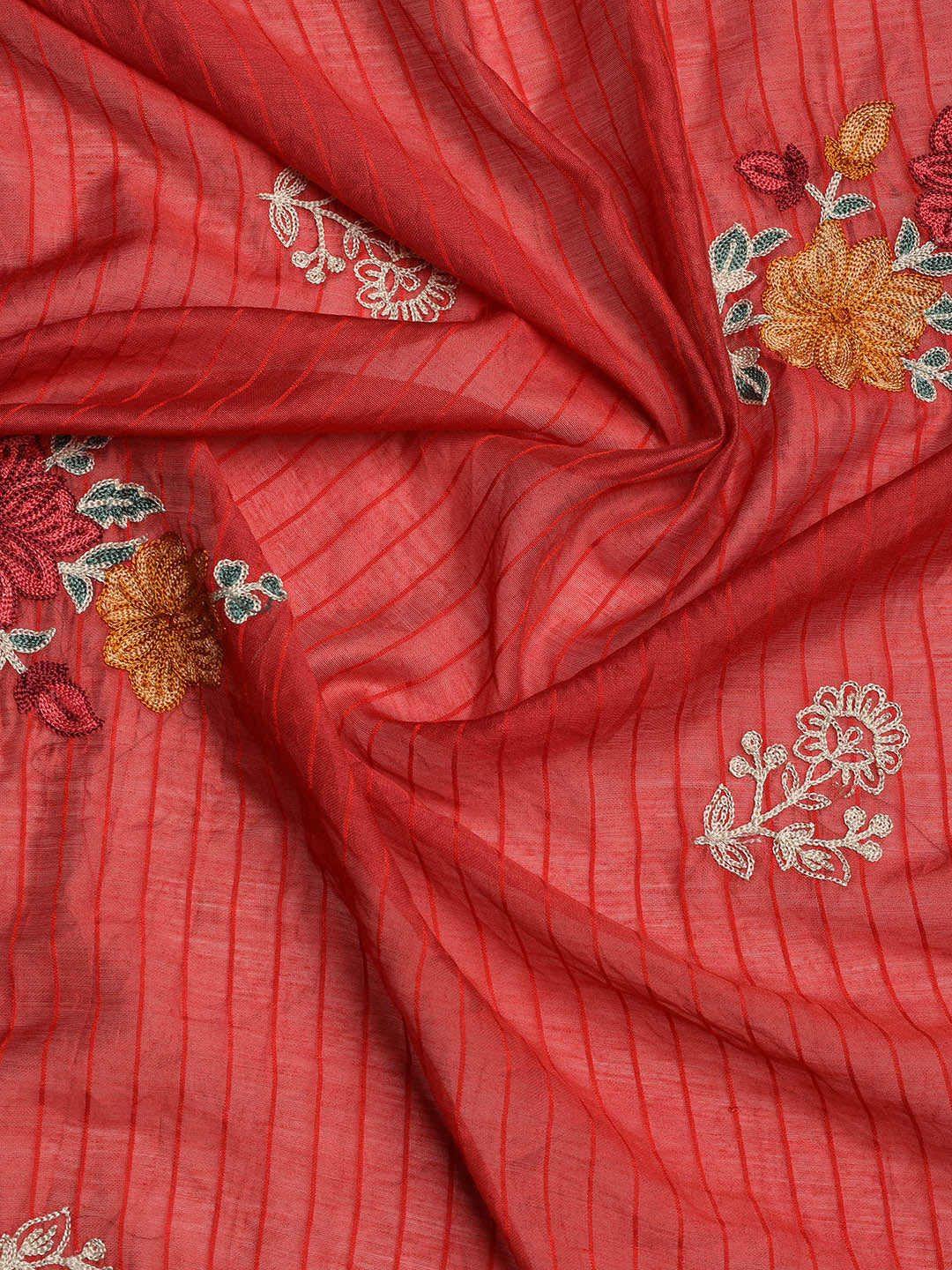 Embroidered Chanderi Unstitched Suit With Dupatta