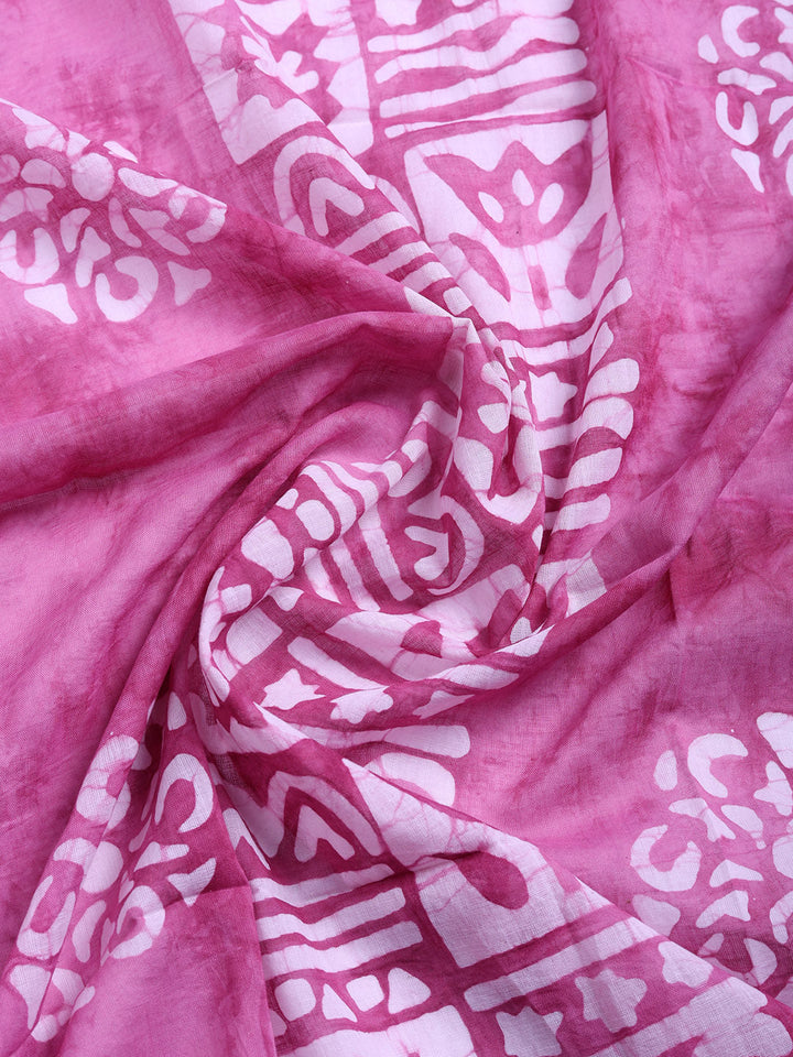 Printed Cotton Blend Unstitched Suit With Pant &amp; Dupatta