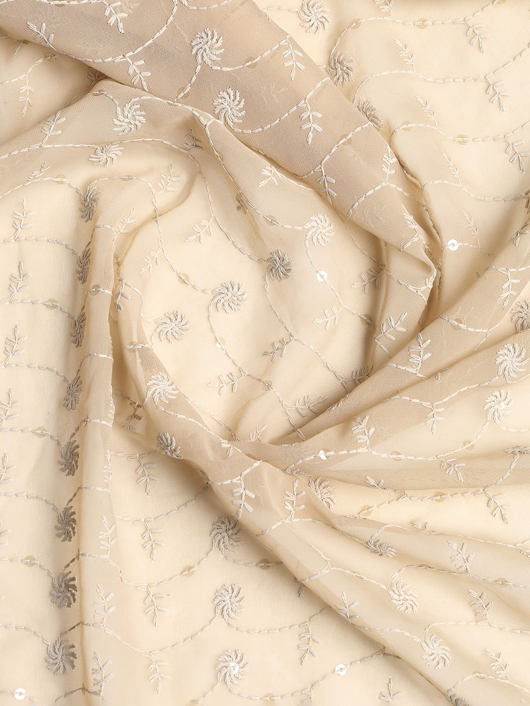Chikan Work Georgette Unstitched Suit With Dupatta