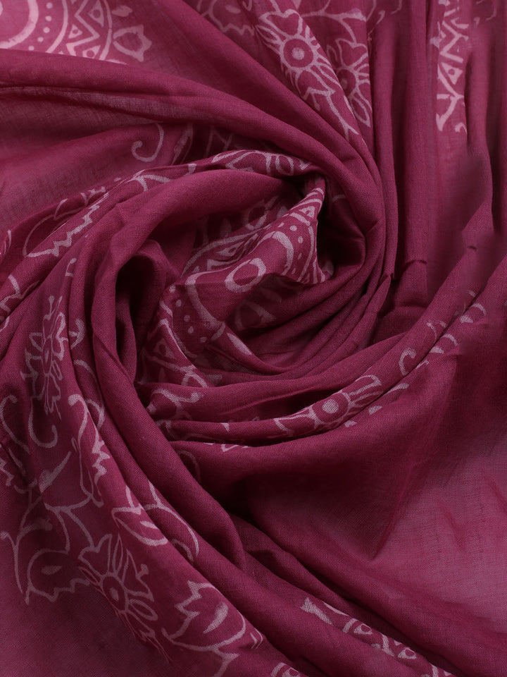 Printed Cotton Blend Unstitched Kurta With Pant &amp; Dupatta