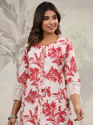 Floral Printed Cotton Kurta With Pants