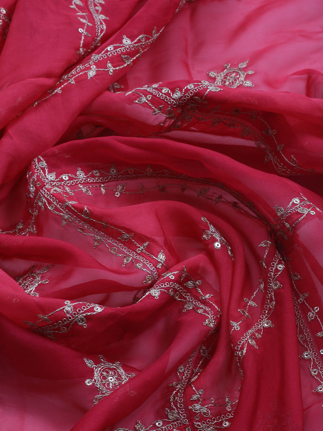 Embroidered Art Silk Unstitched Suit Piece With Dupatta