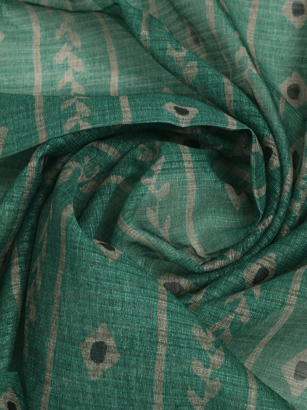 Printed Chanderi Unstitched Suit With Pant &amp; Dupatta