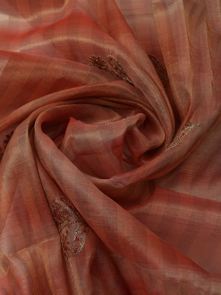 Embroidered Tissue Unstitched Kurta With Pant &amp; Dupatta