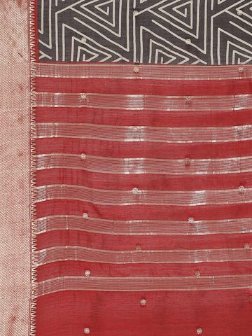 Geometric Printed Handloom Woven Saree