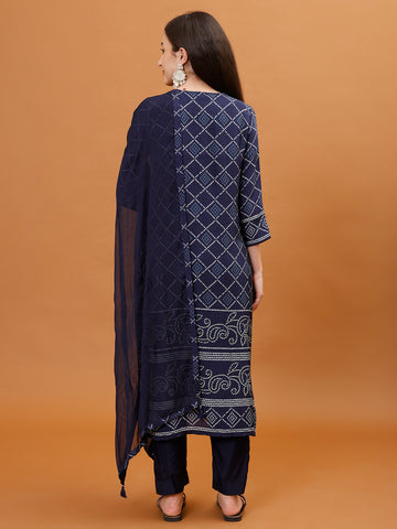 Gota Work Cotton Kurta With Pants & Dupatta