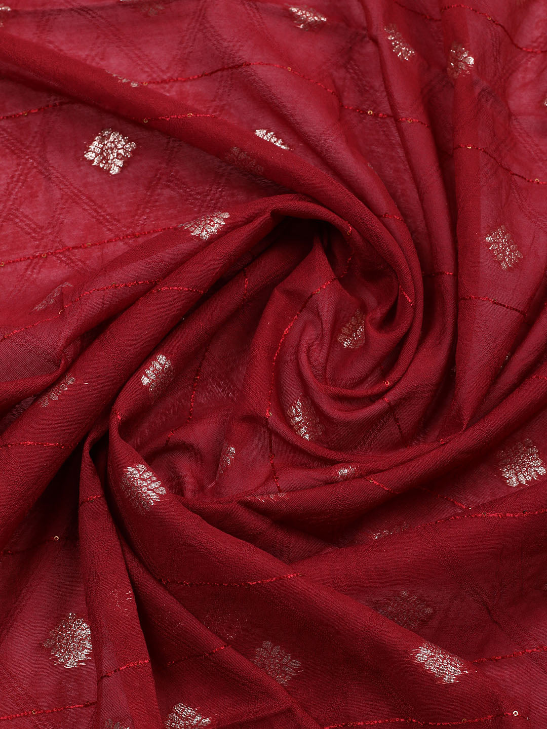 Neck Embroidered Chanderi Unstitched Suit With Dupatta