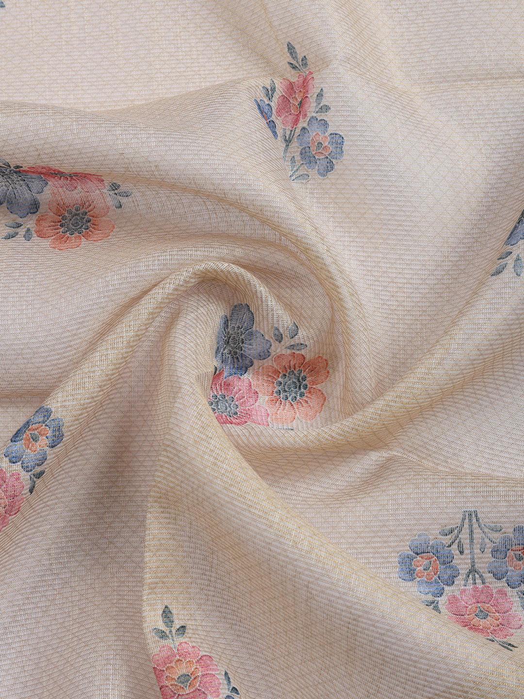 Printed Linen Blend Unstitched Suit With Pant &amp; Dupatta