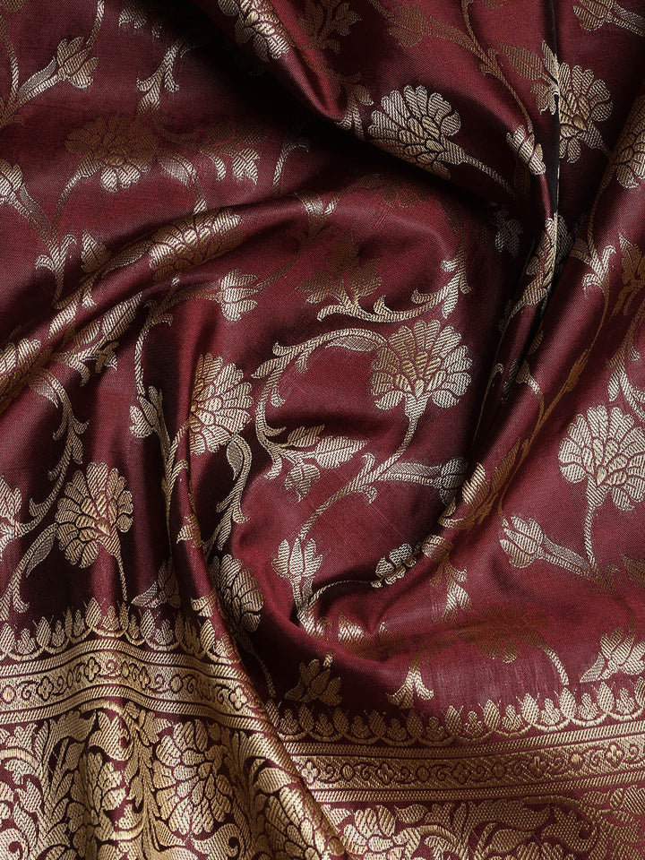 Woven Banarasi Chanderi Unstitched Suit With Dupatta