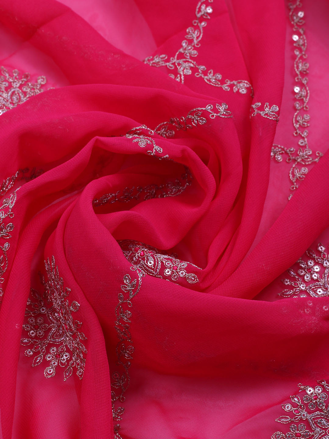 Neck Embroidered Chanderi Unstitched Suit With Dupatta