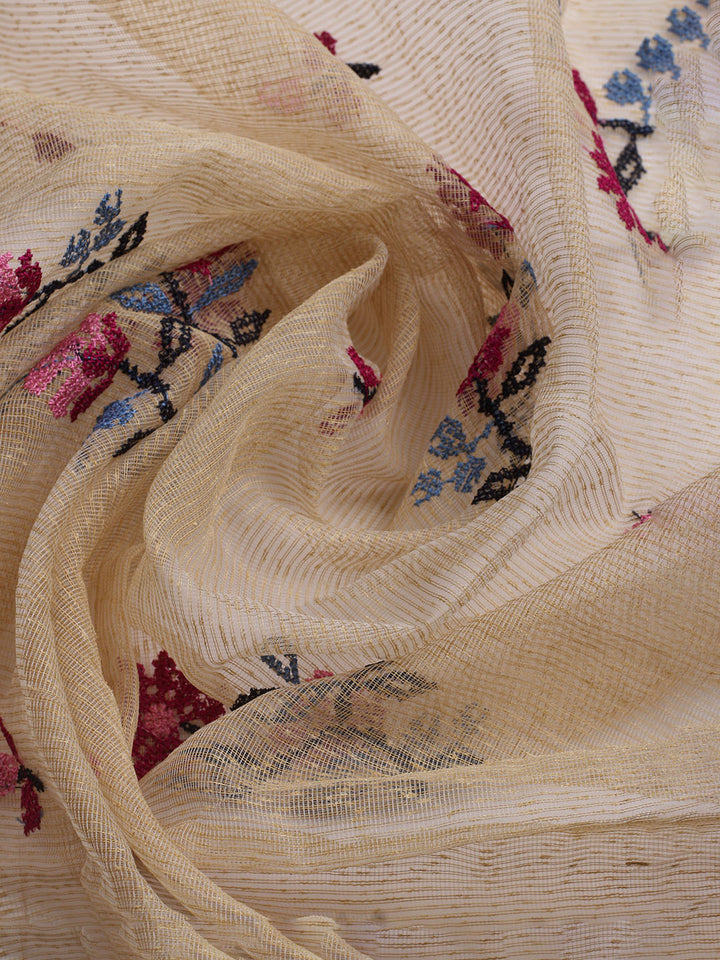 Woven Design Chanderi Unstitched Kurta With Pant &amp; Dupatta