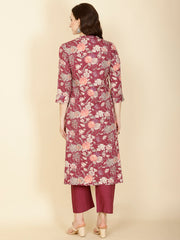 Floral Printed Cotton Kurta With Pants