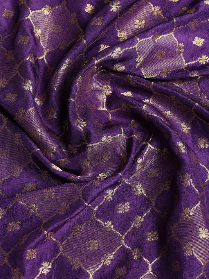 Embroidered Chanderi Unstitched Suit With Dupatta