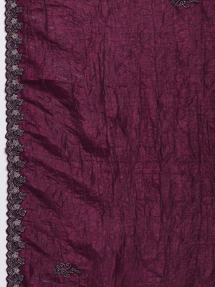 Stone Embroidery Tissue Saree
