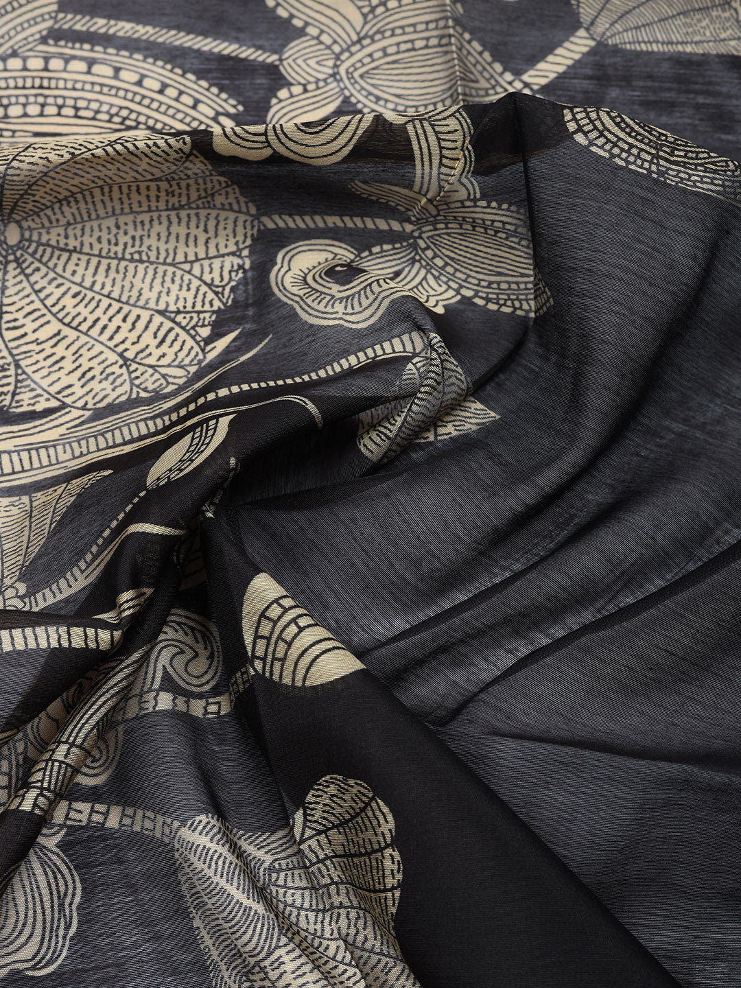 Printed Chanderi Unstitched Suit With Pant &amp; Dupatta