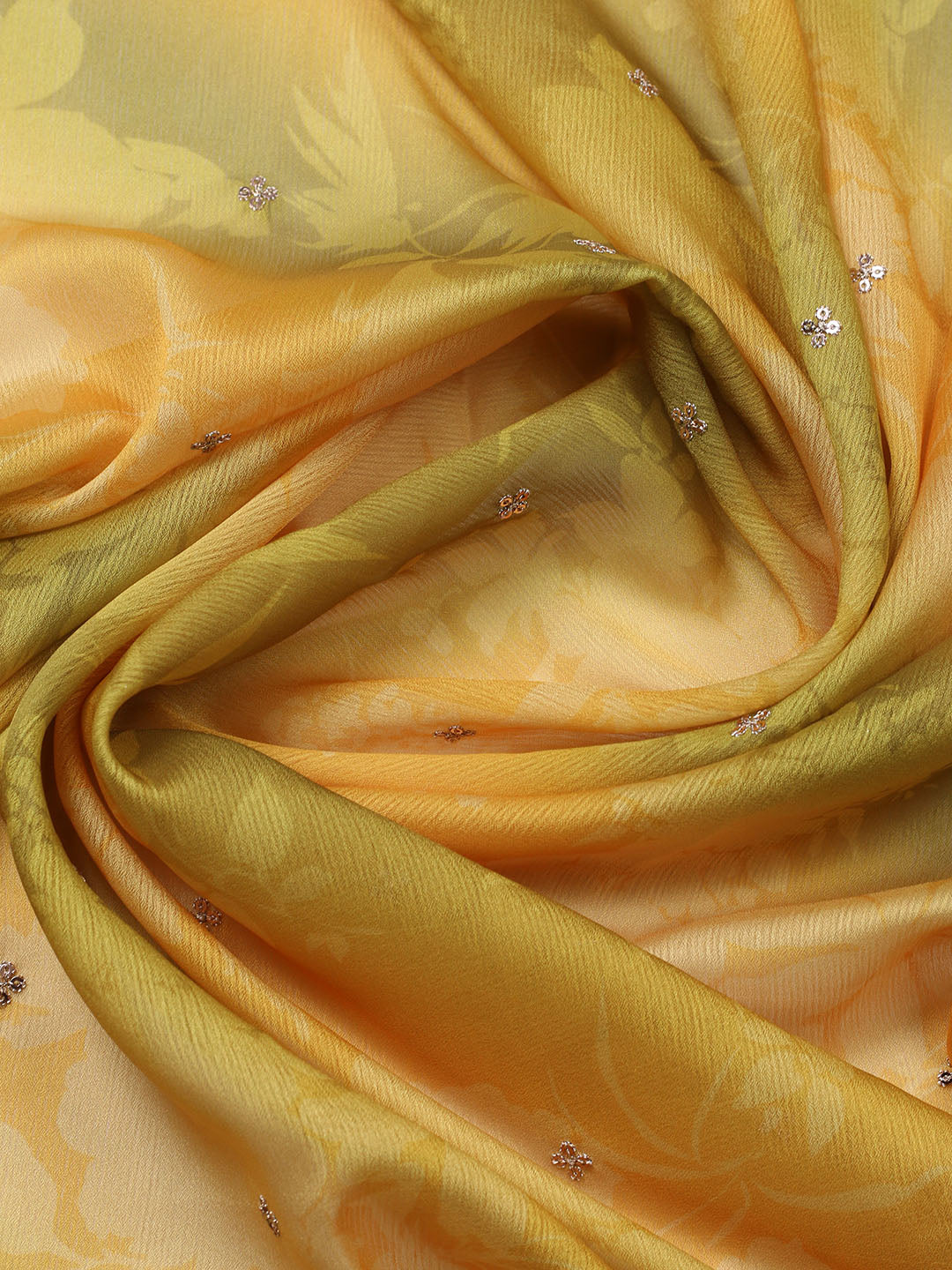 Embroidered Art Silk Unstitched Suit With Pant &amp; Dupatta