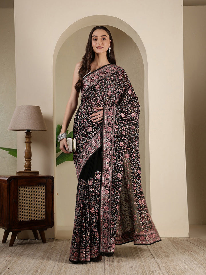 Embroidered Georgette Saree