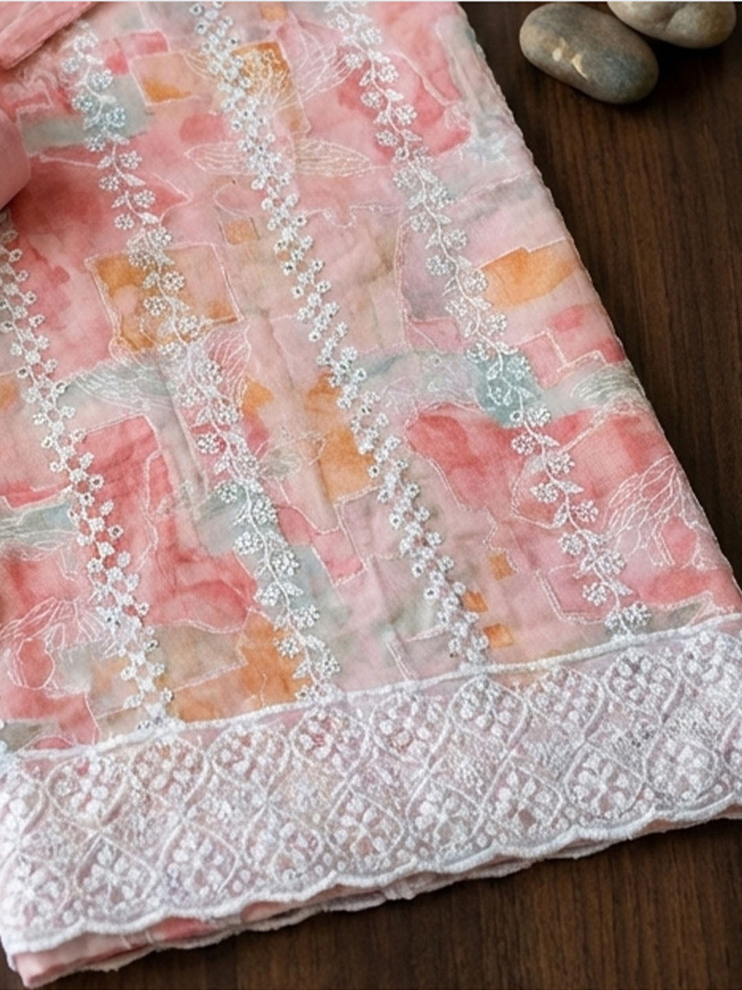 Printed Cotton Blend Unstitched Suit With Pant &amp; Dupatta