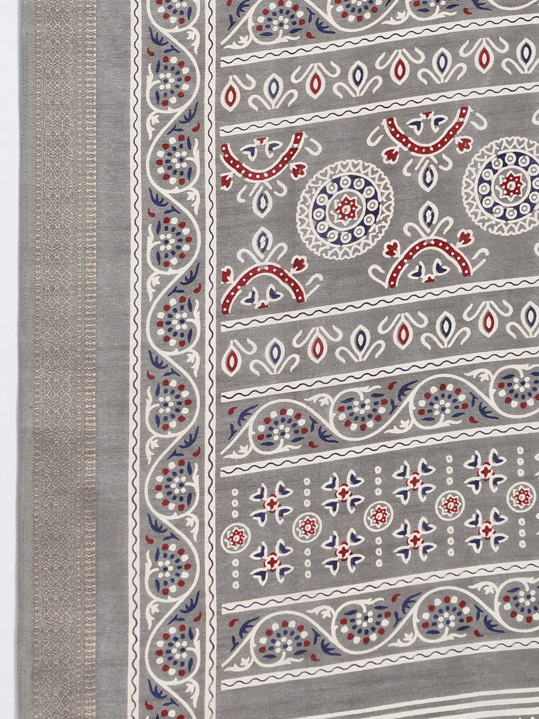 Ajrak Printed Dola Cotton Woven Saree