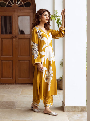 Floral Printed Cotton Kurta With Pants