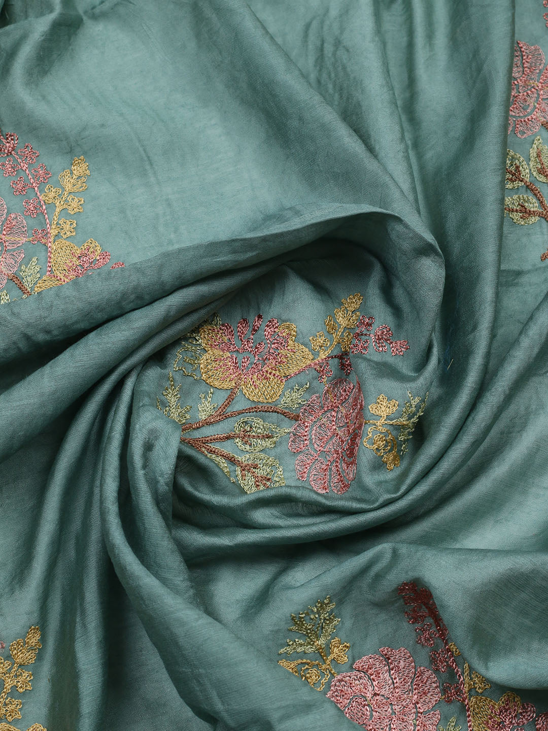 Embroidered Muslin Unstitched Suit With Pant &amp; Dupatta