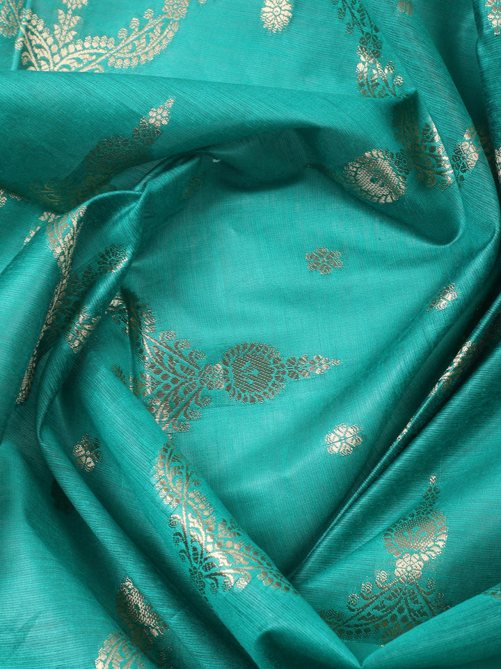 Woven Design Chanderi Unstitched Suit With Pant &amp; Dupatta