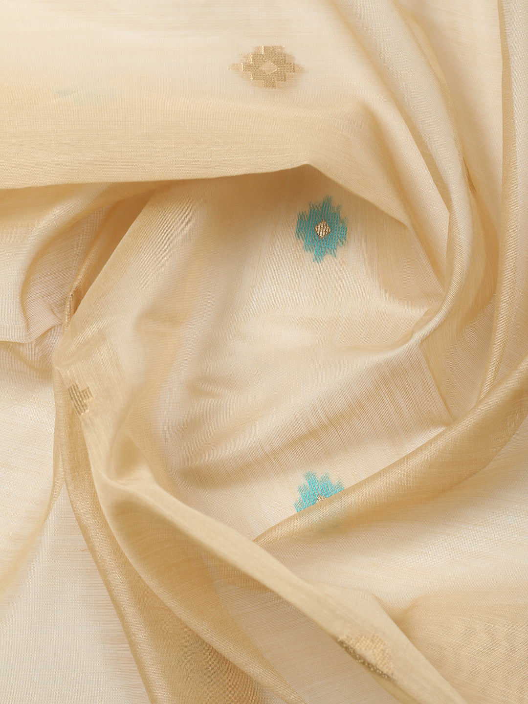 Printed Chanderi Unstitched Suit With Pant &amp; Dupatta