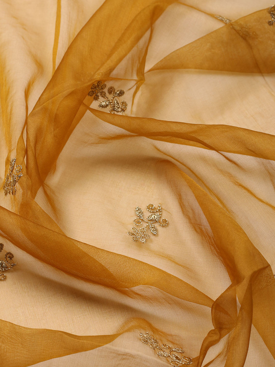 Neck Embroidered Chanderi Unstitched Suit With Dupatta