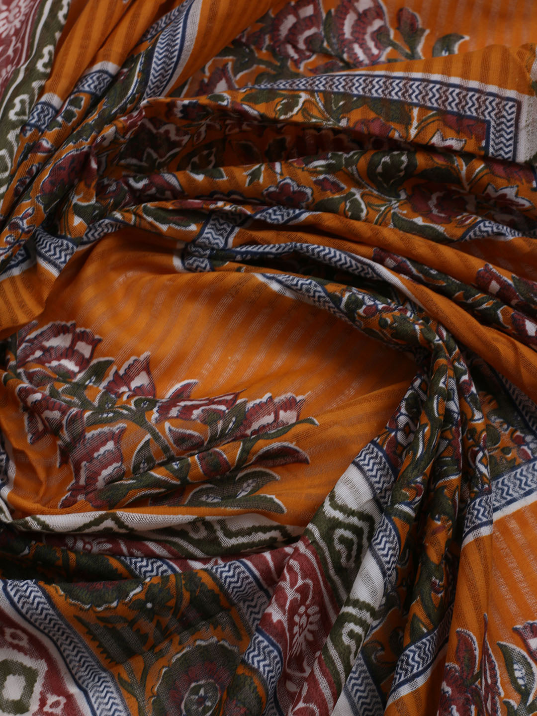 Printed Cotton Blend Unstitched Suit With Dupatta