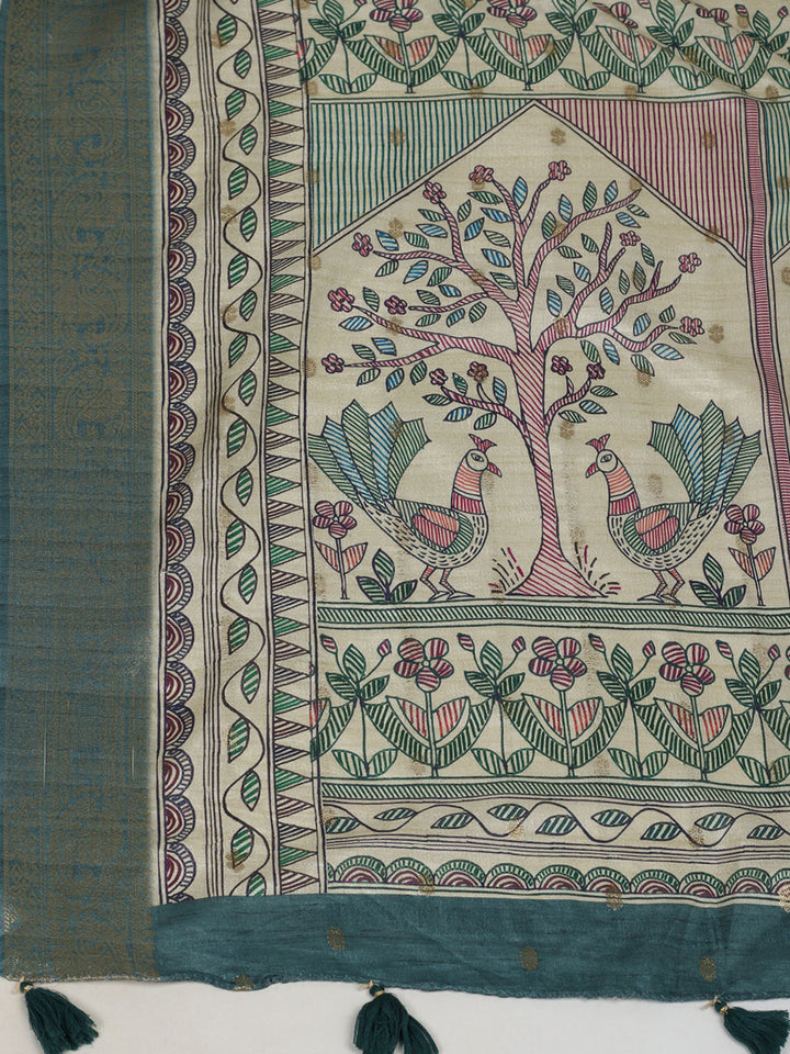 Printed &amp; Woven Design Art Silk Saree