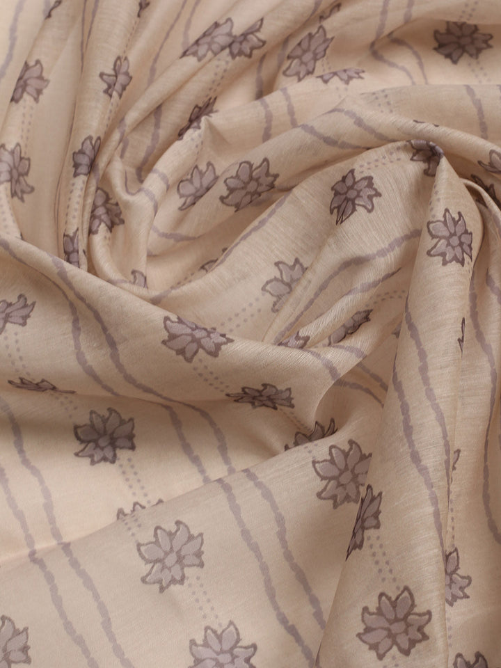 Embroidered Chanderi Unstitched Suit With Pant &amp; Dupatta