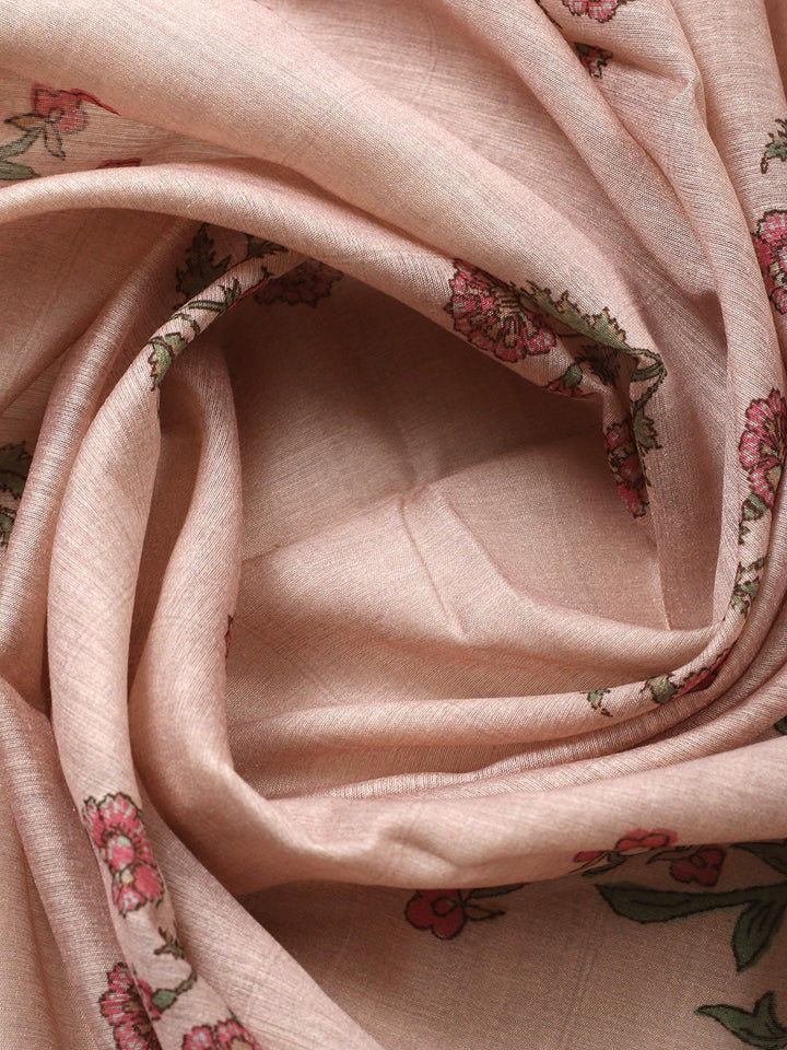 Embroidered Chanderi Unstitched Suit With Pant &amp; Dupatta