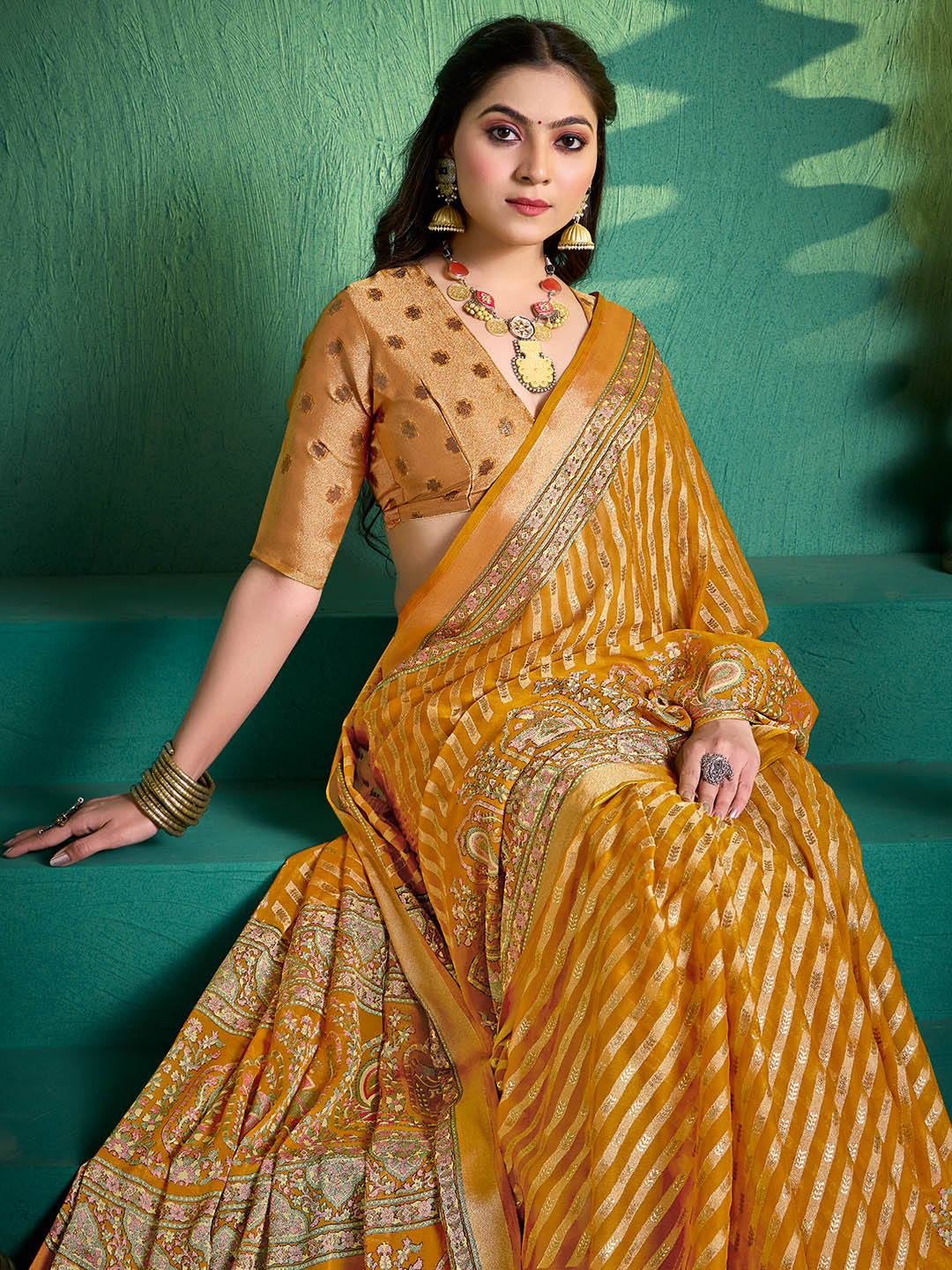 Woven Printed Georgette Saree
