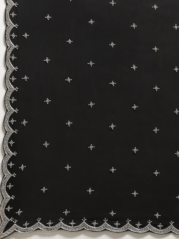 Hand Embroidery Chiffon Saree