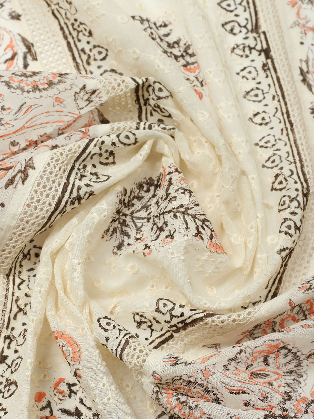 Printed Cotton Blend Unstitched Suit With Pant &amp; Dupatta