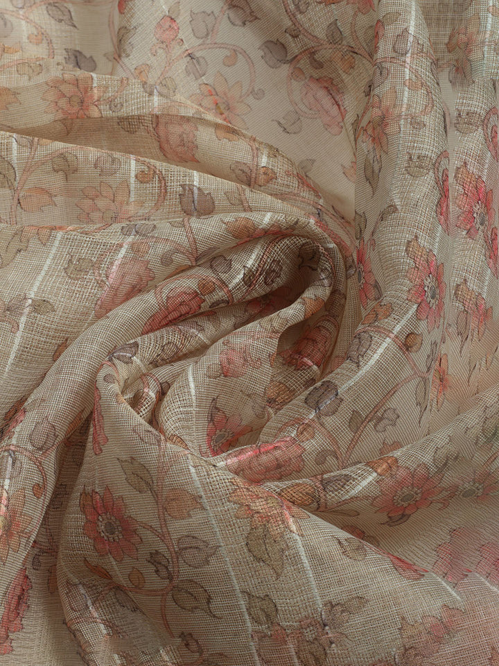Embroidered Linen Unstitched Kurta With Pant &amp; Dupatta